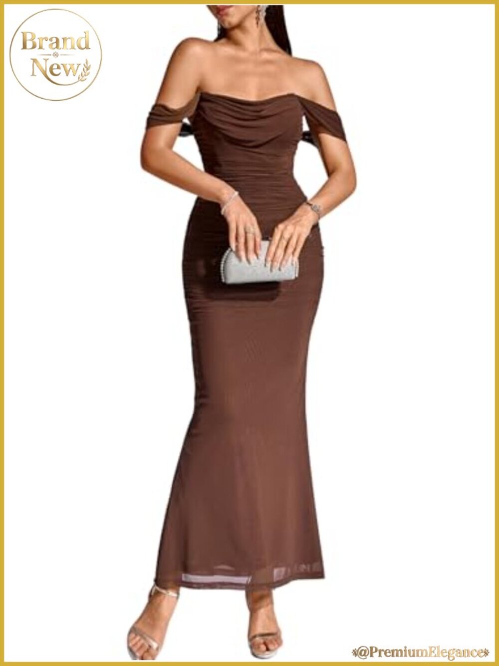 Off Shoulder Corset Maxi Dress Ruched Bodycon Formal Wedding Guest